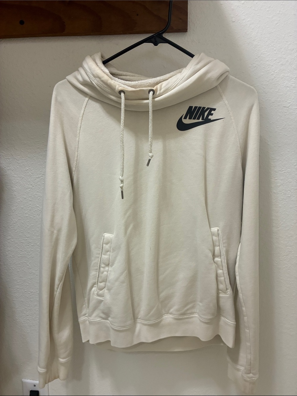 Nike Cream Hoodie with Black Swoosh Logo